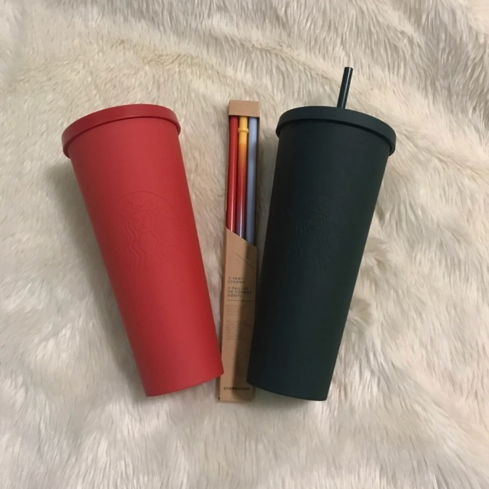 Starbucks Matte Red and Green Tumblers